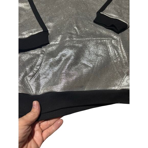 Wonder Nation M 7/8 silver black shimmer hooded sweatshirt nwot like new - Picture 2 of 8